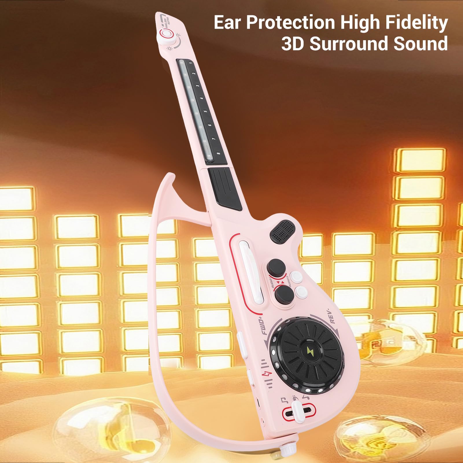 Tosuny Giocattolo per Chitarra Bluetooth per Bambini | Giocattolo Elettrico per Bambini Pieghevole Senza Corde per Strumento Musicale (PINK)