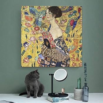 GUSTAV　KLIMT、クリムト、扇を持つ婦人、希少な画集より、新品高級額 Amazon.co.jp: Gustav Klimtグスタフ・クリムト名画の数々