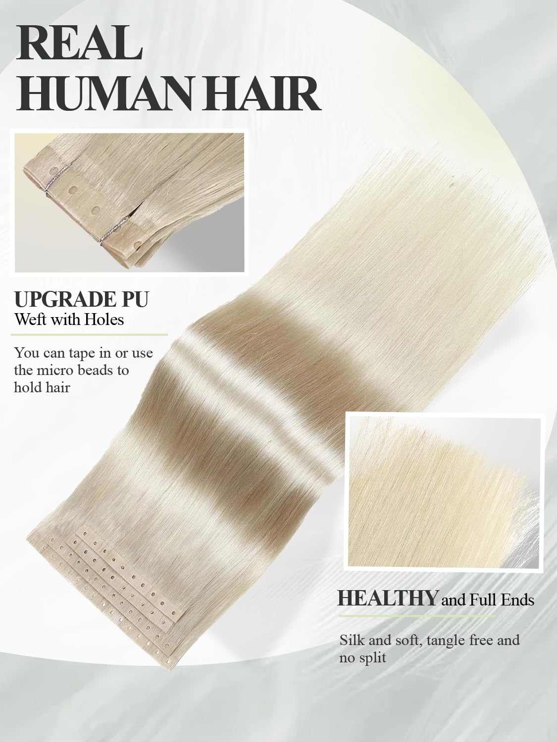 Amazon.com : Invisible Weft Human Hair Extensions Micro Ring  display picture 3