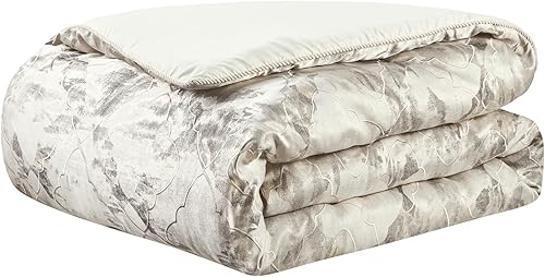 Miniatura 6 de Loom and Mill Juego de edredón bordado jacquard de 9 piezas, juego de ropa de cama de lujo y comodidad de lujo, tamaño King con fundas europeas,