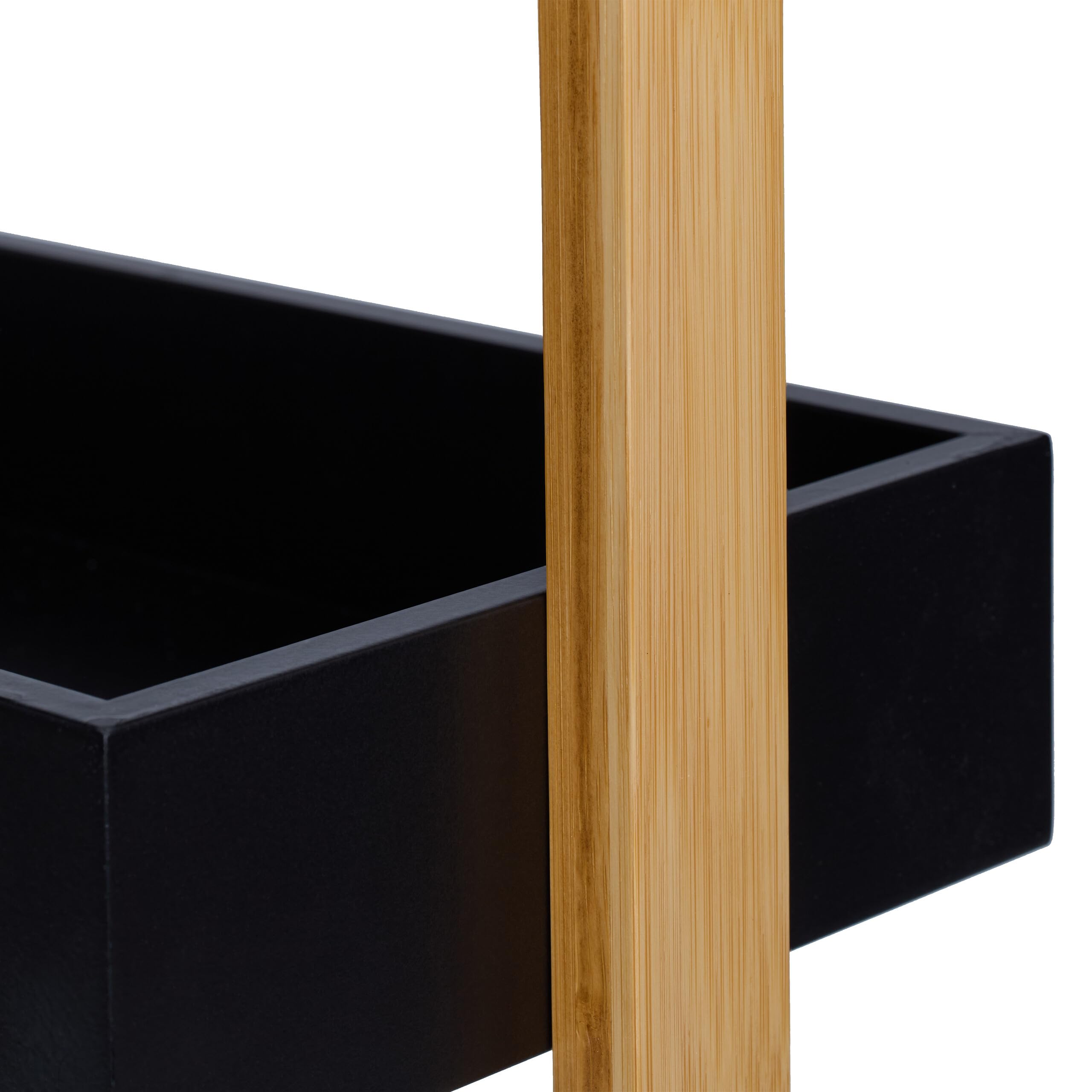 Relaxdays Estantería de Pie para Baño, 4 Baldas, Mueble WC y Cocina, Bambú y MDF, 88 x 30 x 18 cm, Natural y Negro