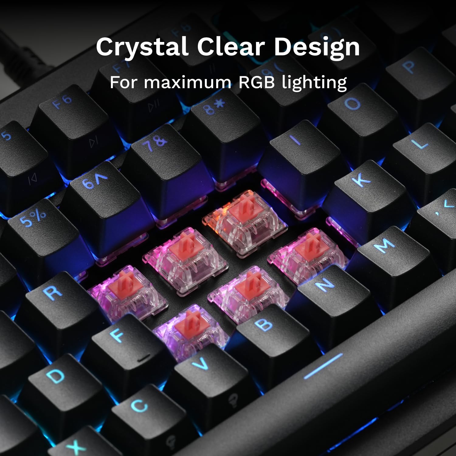 Glorious Gaming – ultralekkie przełączniki liniowe Fox (110 el.) do klawiatur mechanicznych, nawilżane, ciche, czerwone przełączniki do klawiatur hot swap, podświetlenie RGB, kompatybilne z Cherry MX