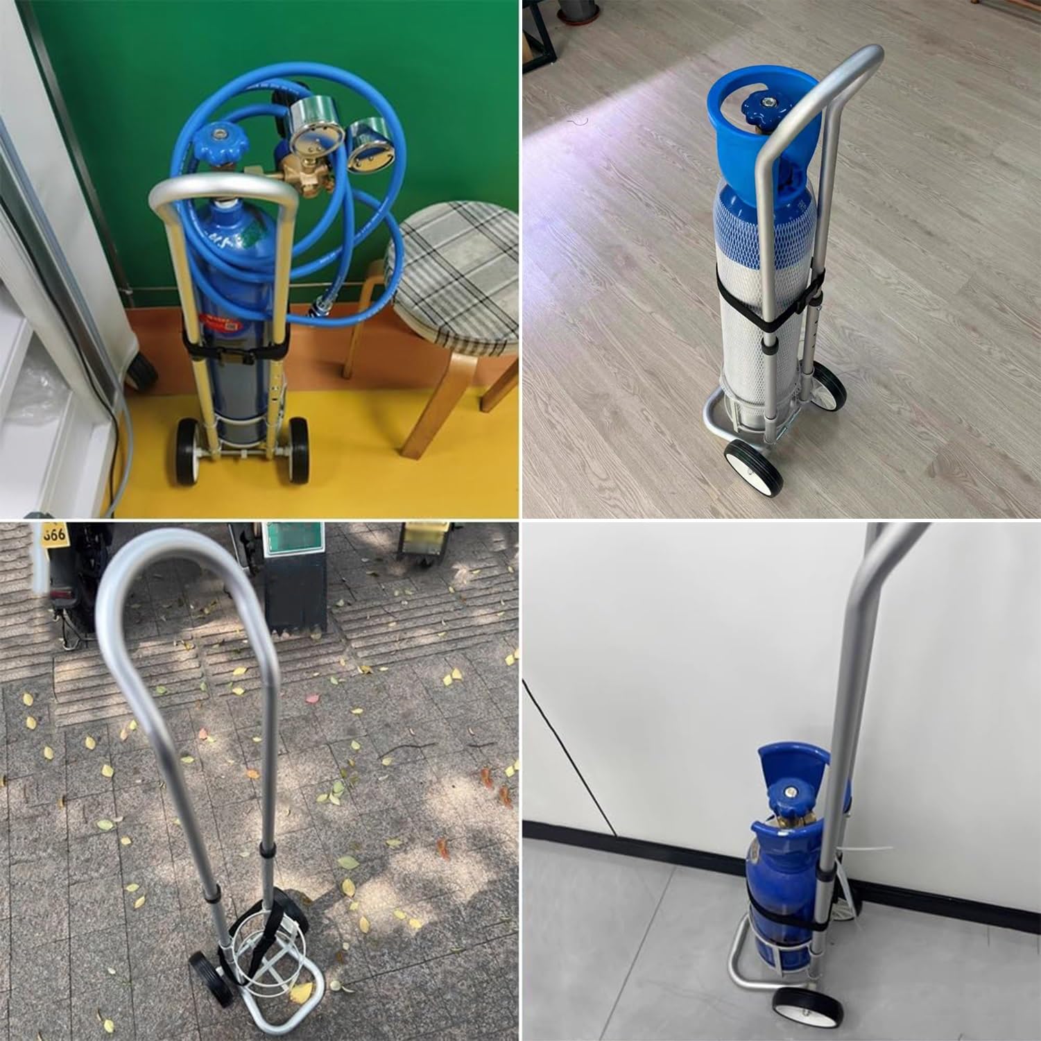 Genérico Carro portátil para Cilindros de oxígeno, Carro de Aluminio para Tanques con asa Ajustable, Estante de Almacenamiento con Ruedas fácil de Usar para Botellas de Gases medicinales (d