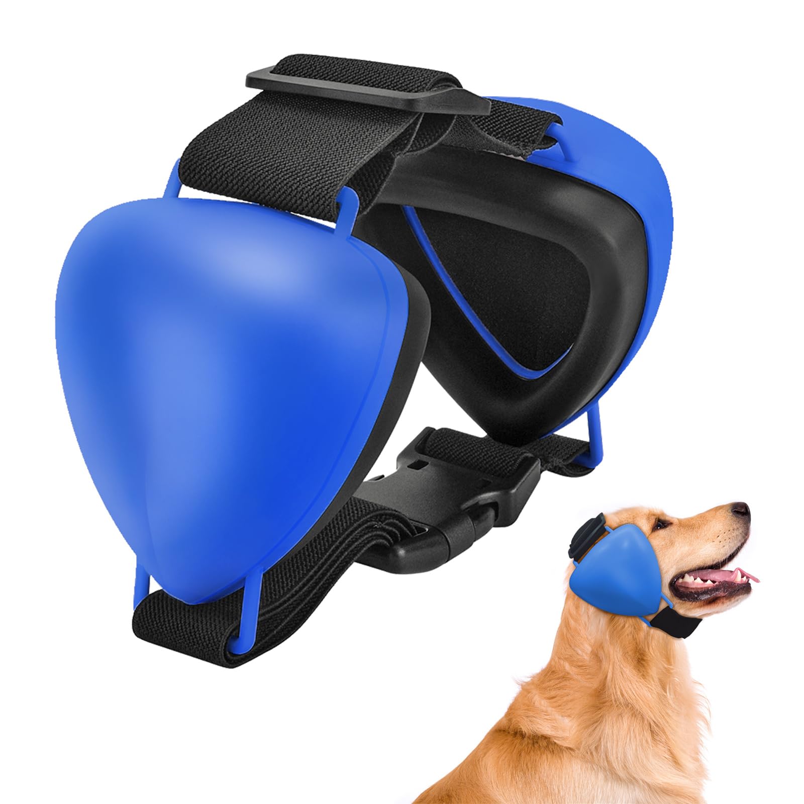 ZOHAN Dog Ear Muffs for Noise Protection, Comfort Dog Noise Cancelling Ear Muffs with Fast Snap Lock for Fireworks, Thunder, Vacuums(Blue,L)