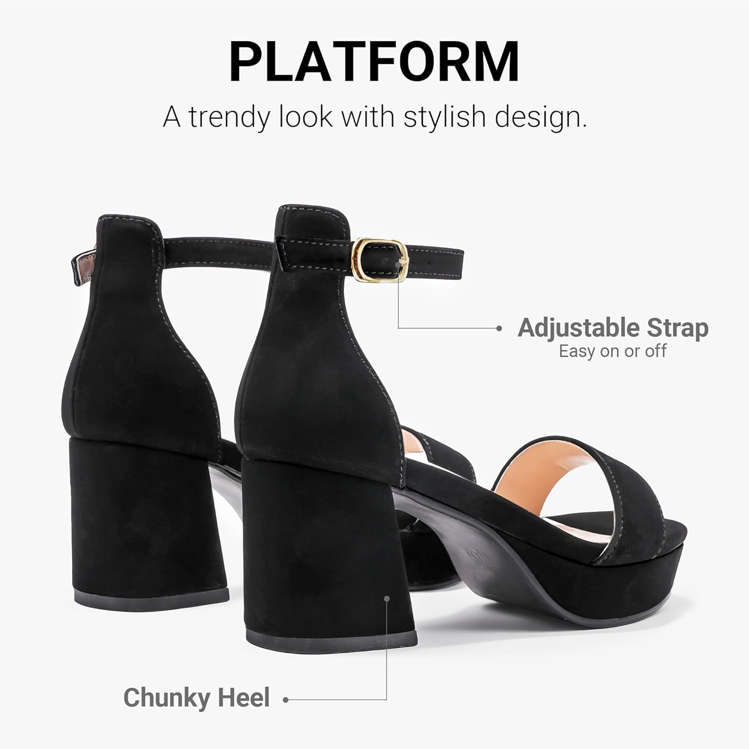 High Heels for Kids Sandals Big Girls Dress Shoes Flower Girl Shoes for Wedding Party Pageant Round Open Toe Ankle Strap Dress Sandals Platform Heels Chunky Pumps for Little Big Kids - Image 9