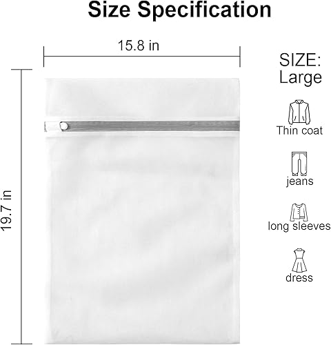 Vista 8 de Bolsas de malla para brasier (paquete de 9) por MDSXO, bolsas de lencería blanca para lavar prendas delicadas, ropa de bebé, calcetines