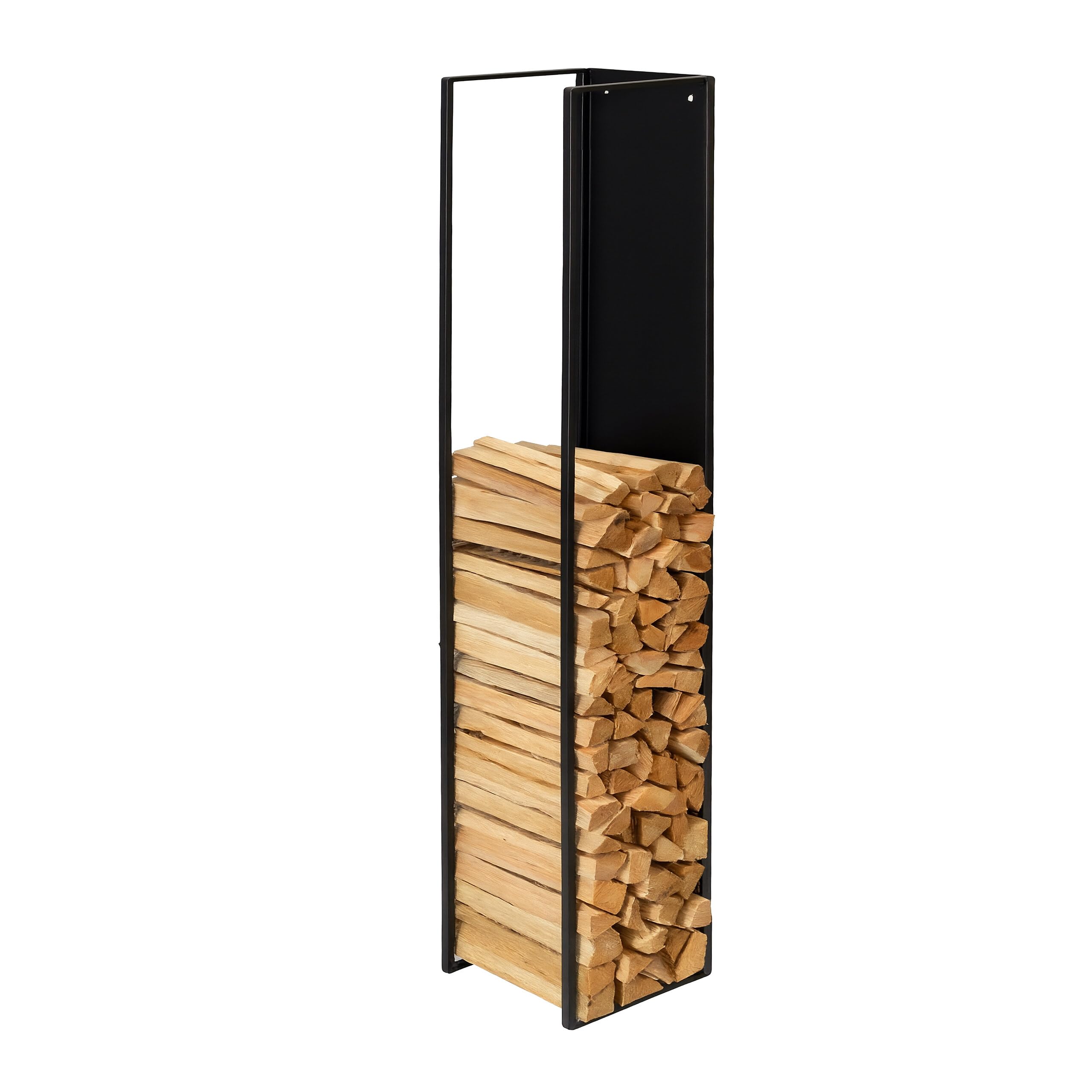 Scaffale Legna da ardere Relaxdays, Montaggio a Parete, HLP: 160x25x25 cm, Legna secca, Ferro, Nero