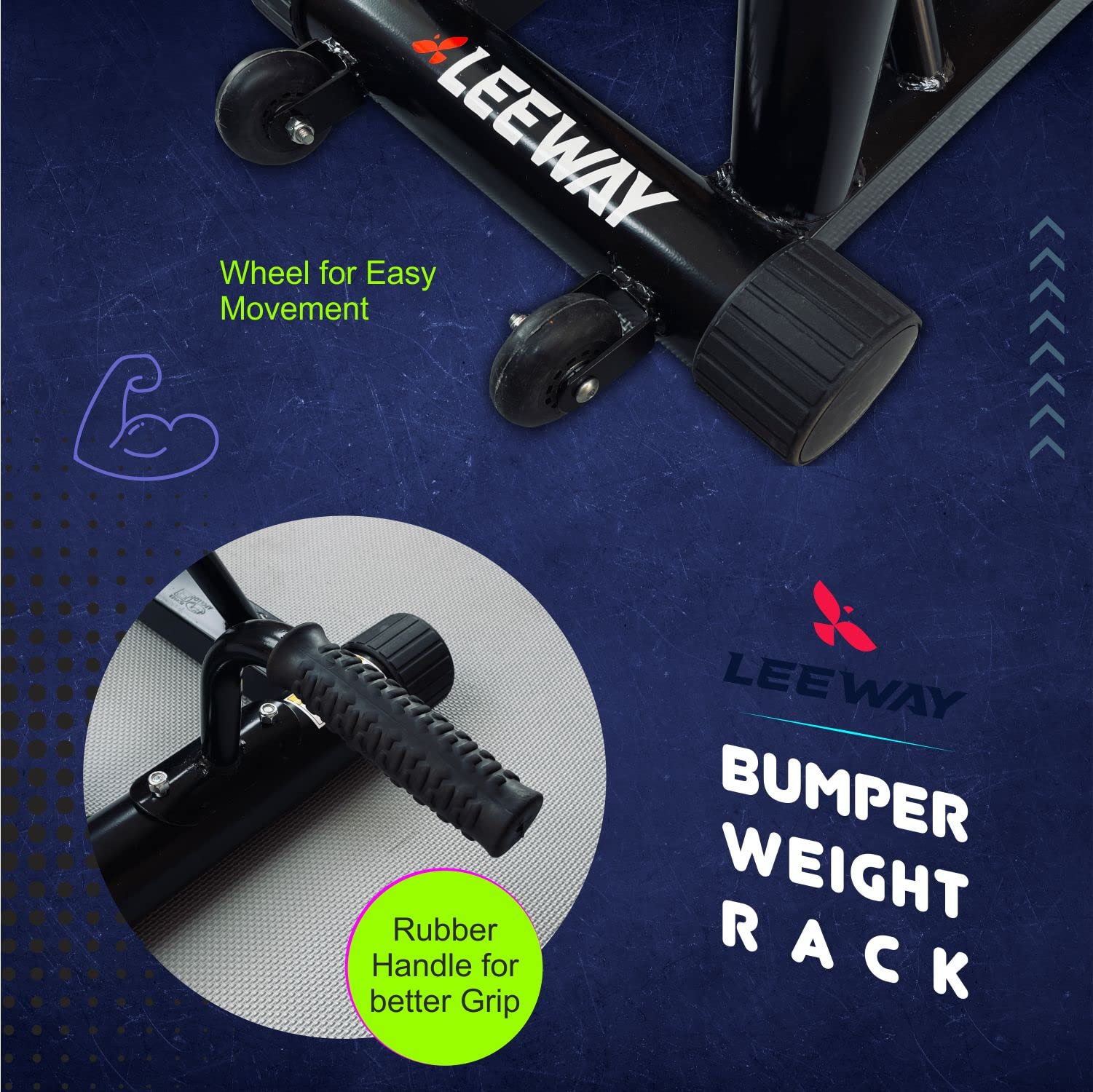 LEEWAY Weight Plate Storage Rack with Barbell Holders Gym Weight Plate  Stand for Home Heavy-Duty Steel Frame Bumper Plate Barbell Organizer