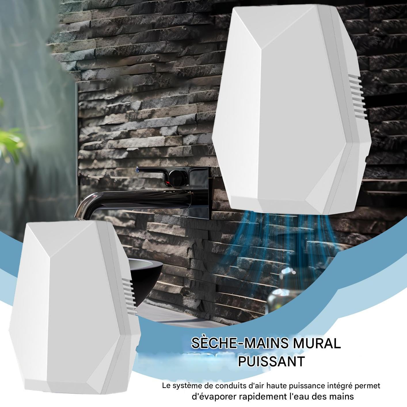 Sèche Mains | Sèche-Mains Électrique Commercial sans Perçage | Machine Soufflante Murale pour Restaurants Salles De Bains Maisons Hôtels