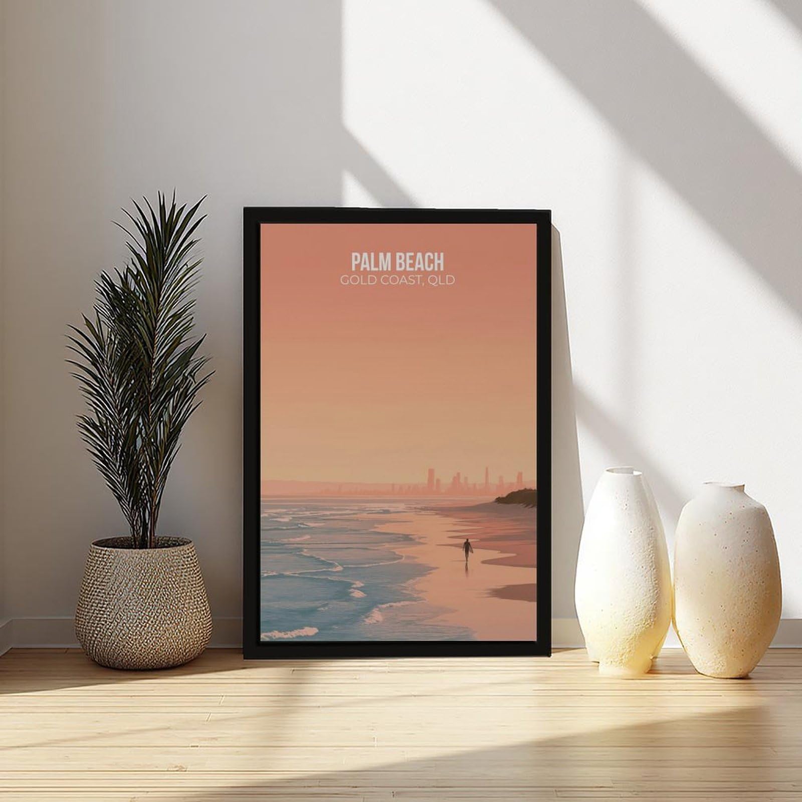 Palm Beach, Gold Coast, Queensland, poster su tela da parete, decorazione artistica da parete per soggiorno e camera da letto, 30,5 cm di lunghezza x 45,7 cm di larghezza