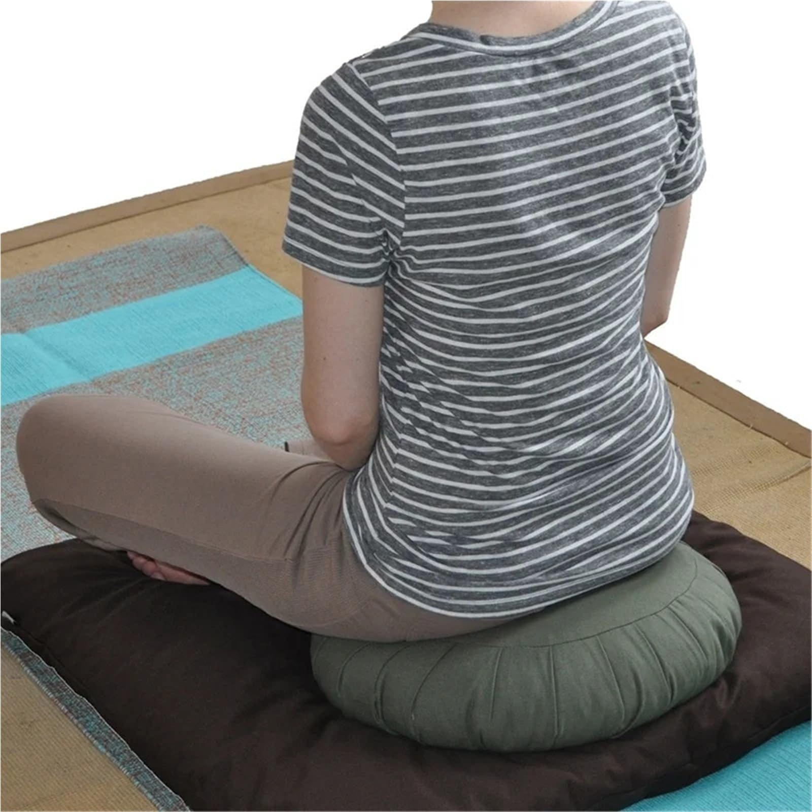 Esterilla de Yoga trigo sarraceno, cojín meditación Zafu, cómoda y Circular, portátil, esterilla algodón for Fitness for el hogar para Doméstico