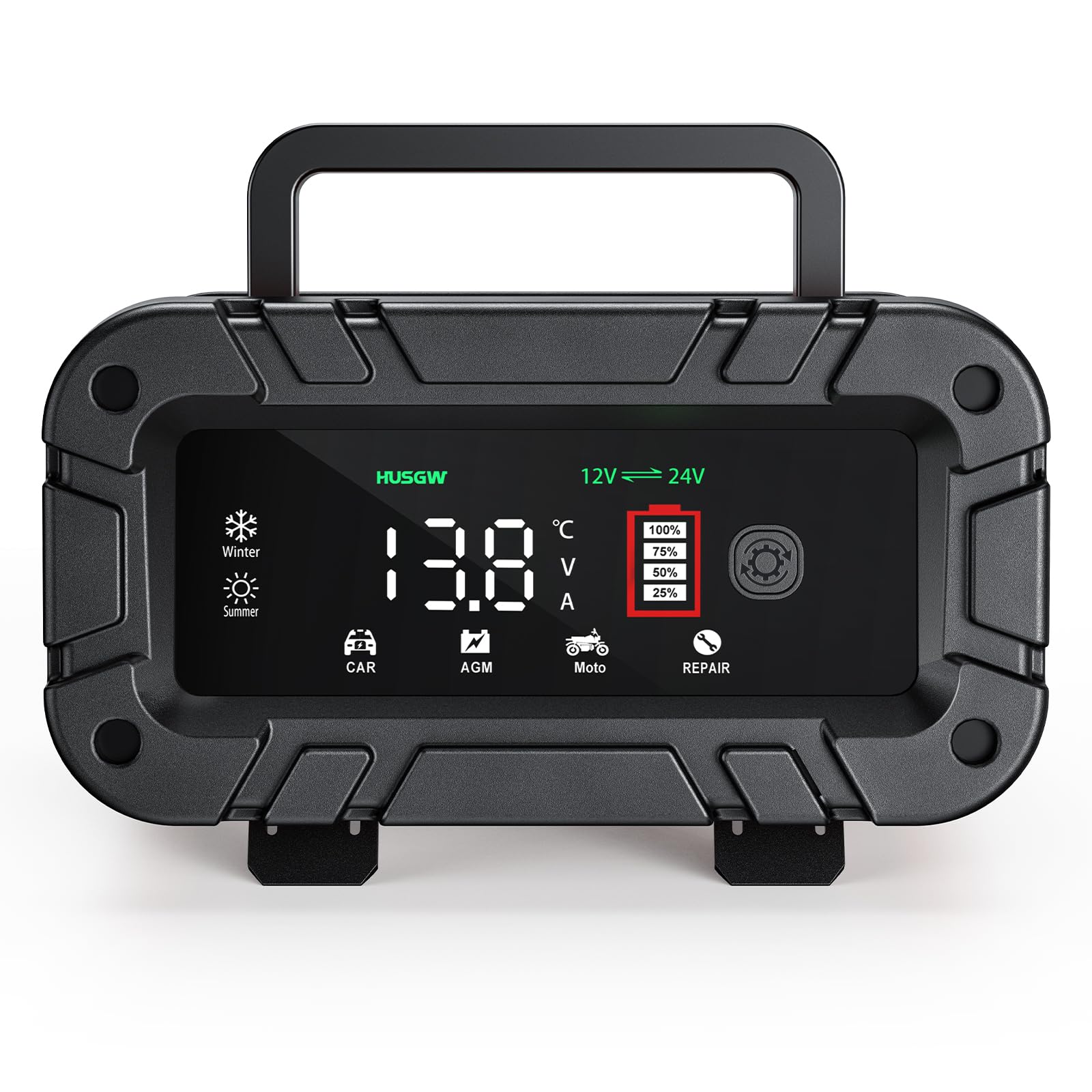 12V20A 24V10A Cargador de Baterías, Cargador Bateria Moto Inteligente con Función de Reparación Mantenedor de Carga Automático, Pantalla LCD, para Coche, Moto, Camión, AGM, Gel, Húmedo, SLA