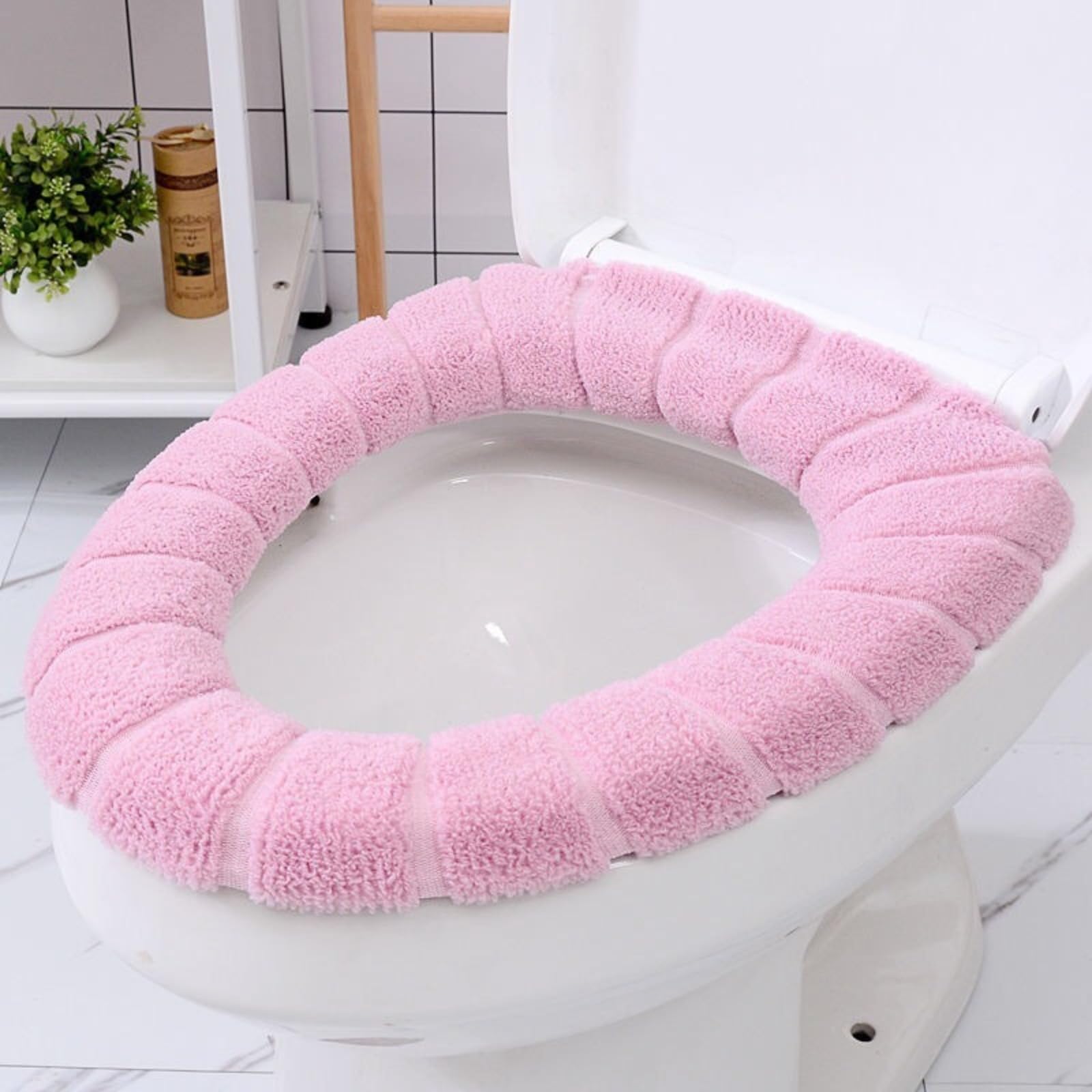 Yqvavzjsl Pink Toilet Seat Cushion, Household Thick Plush Toilet Cover