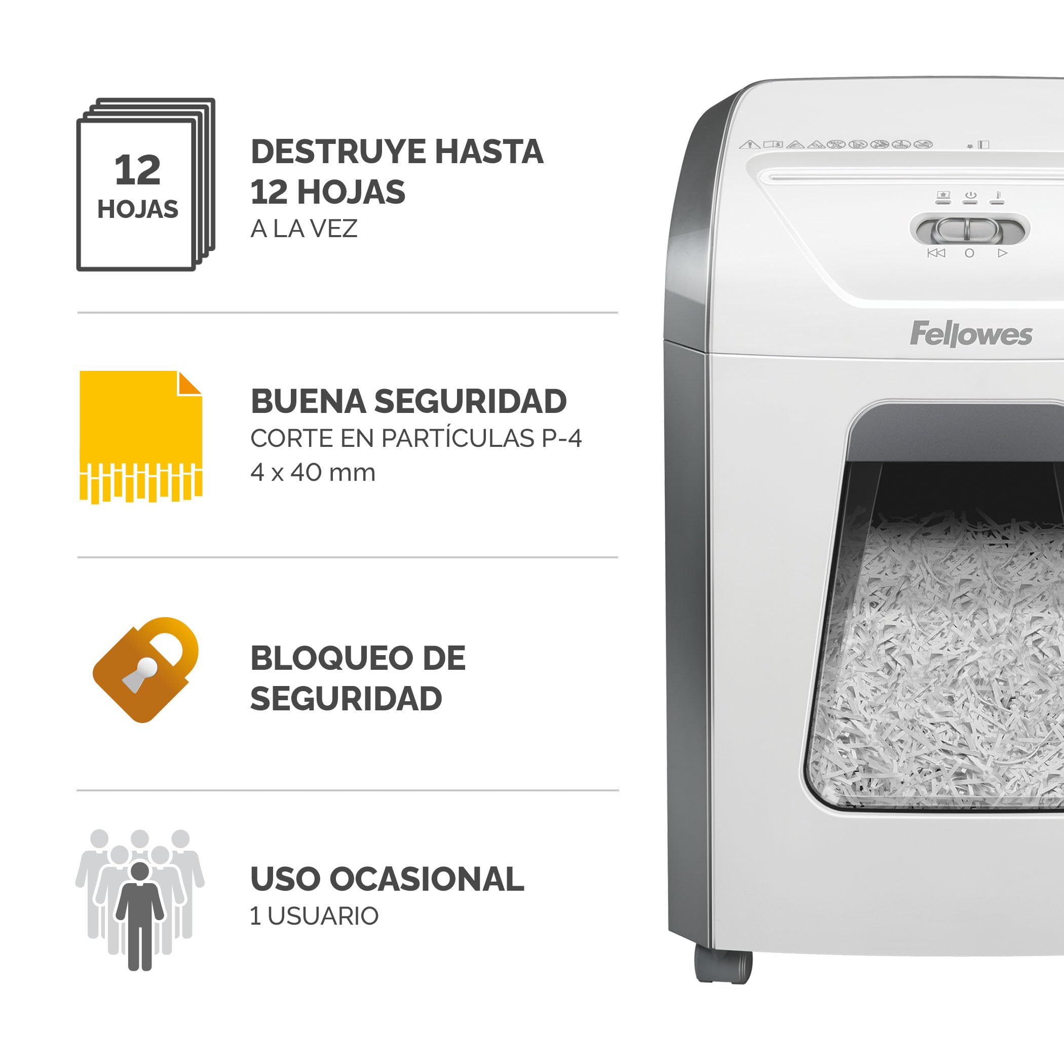 Fellowes FS-12C - Trituradora de Papel, Corte en partículas, destruye hasta 12 Hojas, destructora de Papel Uso Personal, Exclusiva de Amazon + Fellowes Aceite lubricante para destructoras, 355 ml