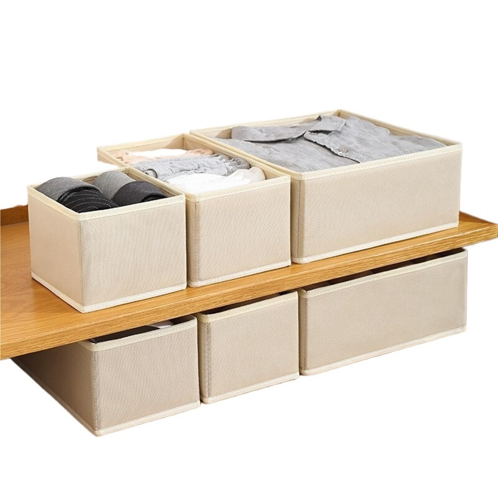 Organizer per Biancheria Intima 6 Pezzi/1 Set Scatola Di Immagazzinaggio Della Biancheria Intima Pieghevole In Tessuto Non organizer cassetti armadio(6pcs Light Grey)