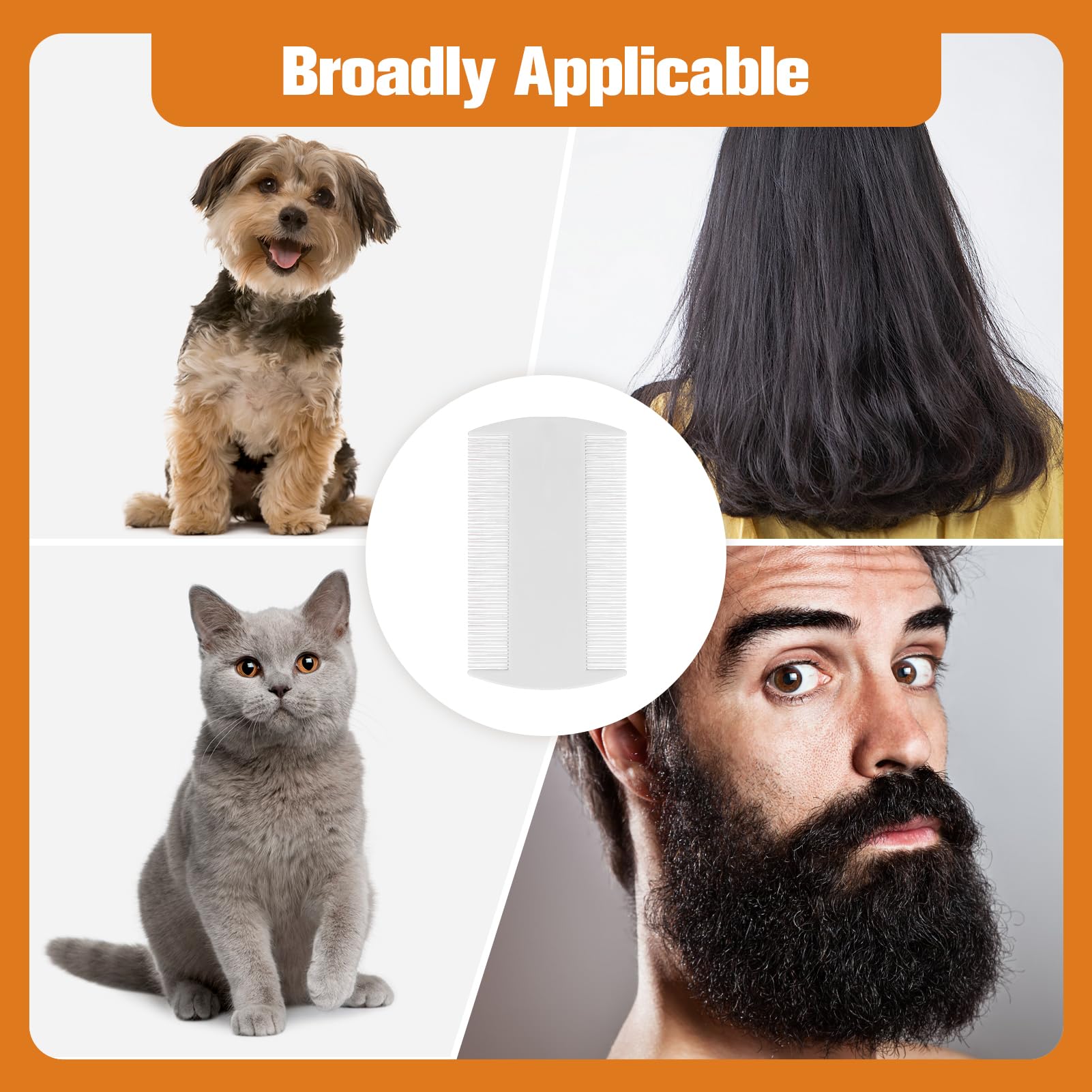 Peigne Anti-Poux et Lentes pour Enfants et Adultes, Élimination Efficace, 4 Peignes à Dents Fines Double Face, Convient également pour Animaux, Anti-Puces et Tiques pour Chien et Chat B