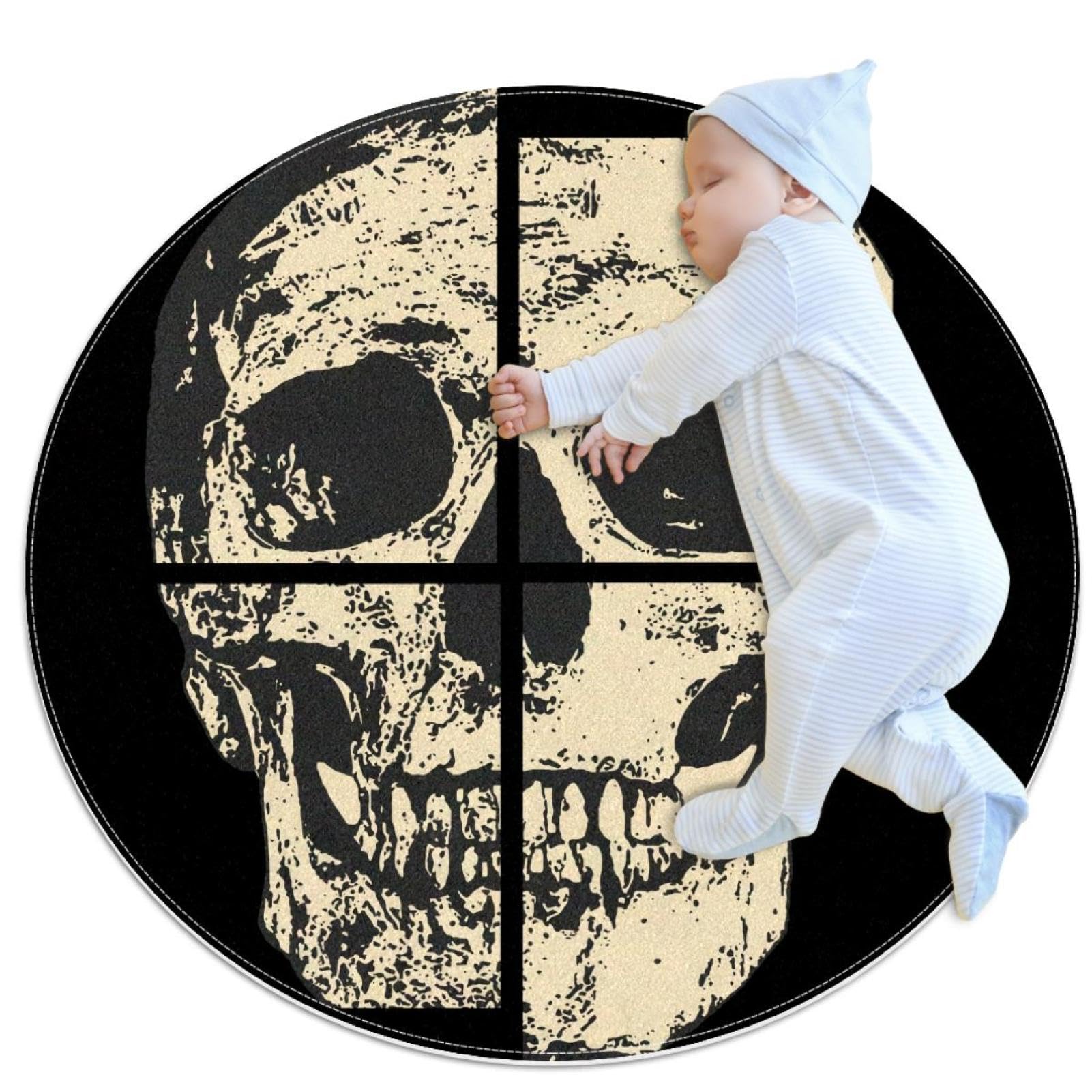 Tapis antidérapant tête de mort grunge rond sécurité et confort