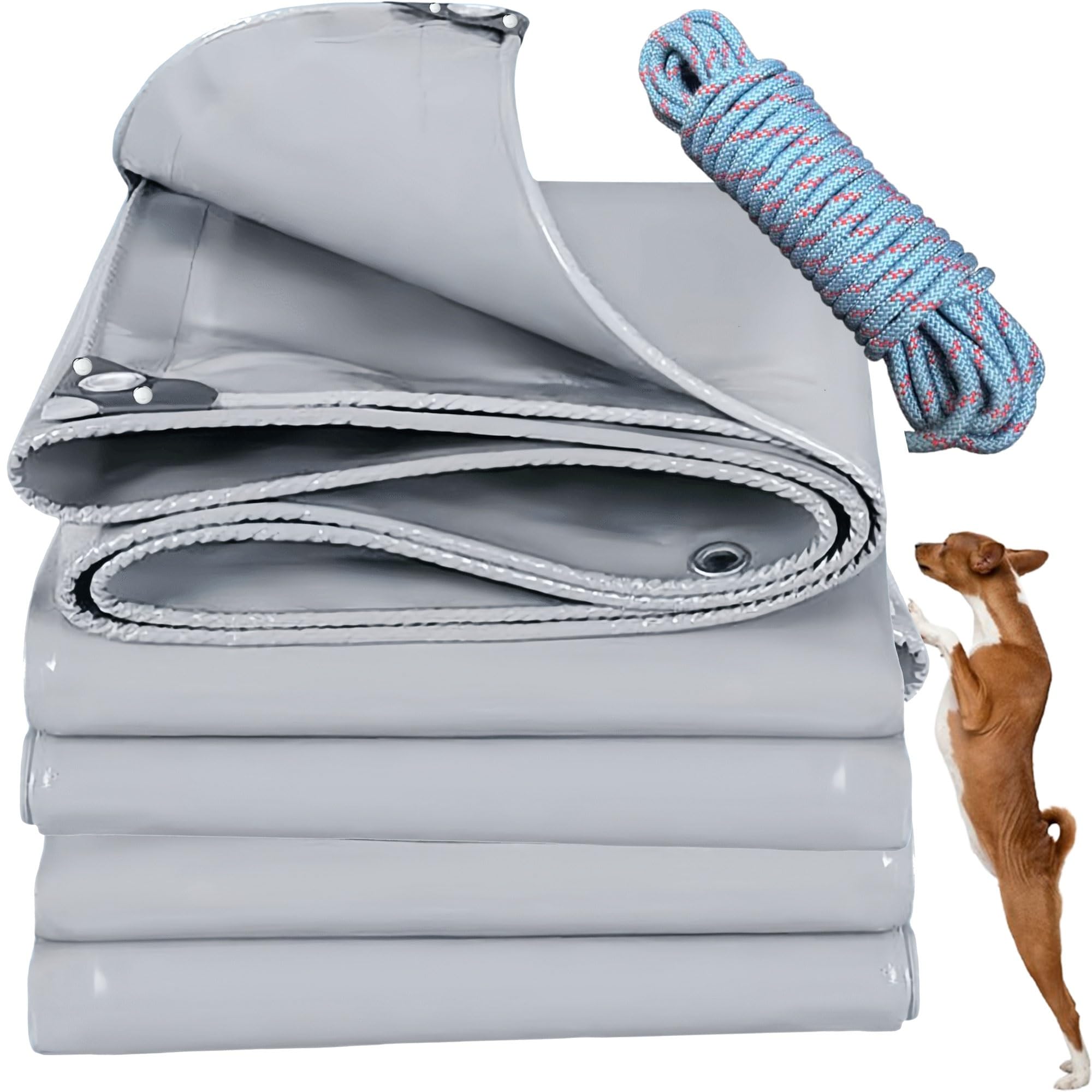 Telone impermeabile 1 x 22,5 m, 520 g/m², resistente, in PVC, resistente ai raggi UV, resistente agli strappi, ideale per legna da ardere, barca, camion, colore grigio
