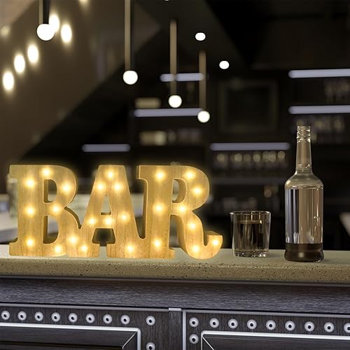 Miniatura 7 de Letras iluminadas de barra LED de madera de 13.2 x 5.7 x 1.2 pulgadas, letras de barra iluminadas de color blanco cálido, letras de marquesina LED