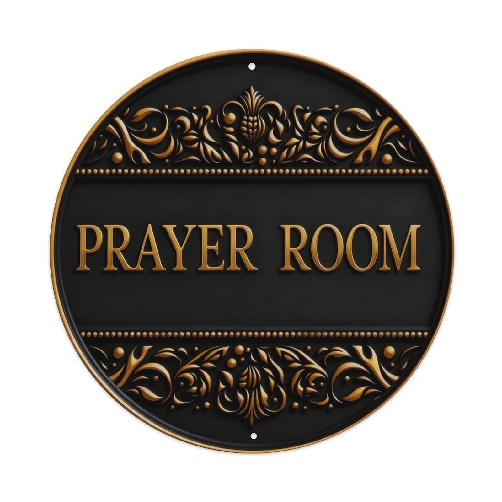 Ornate Gold Frame Design Pattern Round Metal Tin Sign Vintage Wall Decor, Bar Garage Cafe Kitchen Home Wall Art Poster 8x8inches