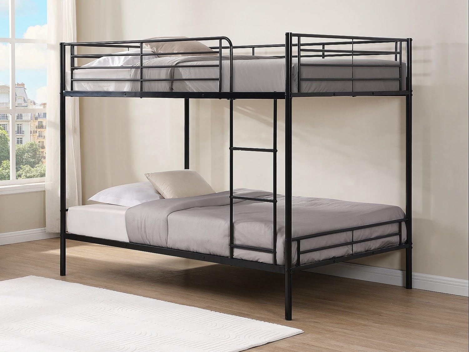 Vente-unique - Letti a castello - 2 x 120 x 190 cm - Nero - DUOTIS II - Letto Bambino