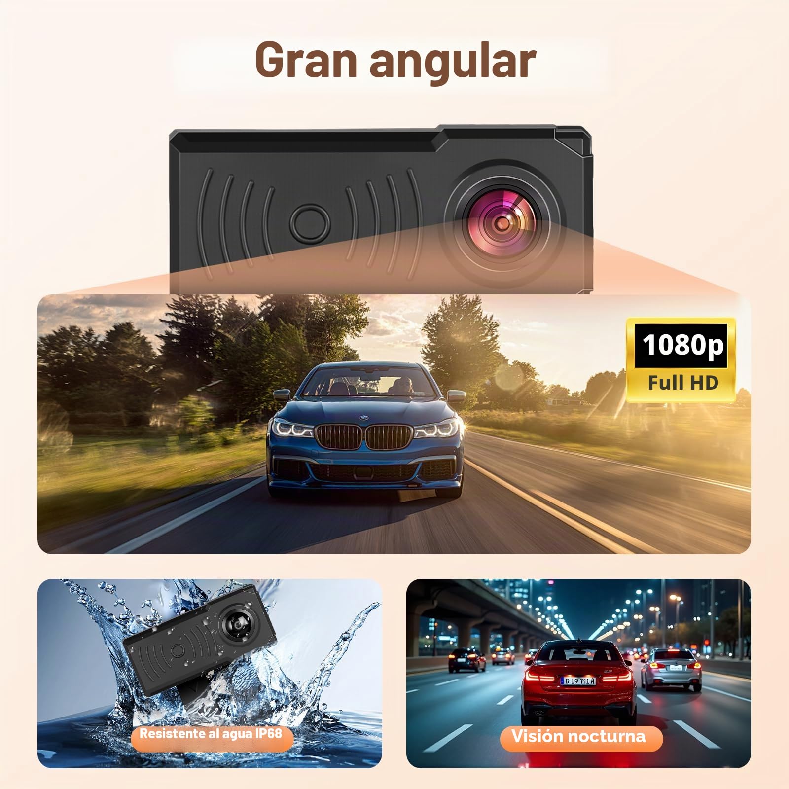 Hodozzy Cámara de Marcha Atrás con Radar, 7 Pulgadas Pantalla 1080P Monitor con Visión Nocturna y IP68 Impermeable y Línea de Marcha Atrás Inteligente, Aparcamiento Cámara de Visión Trasera para 12V