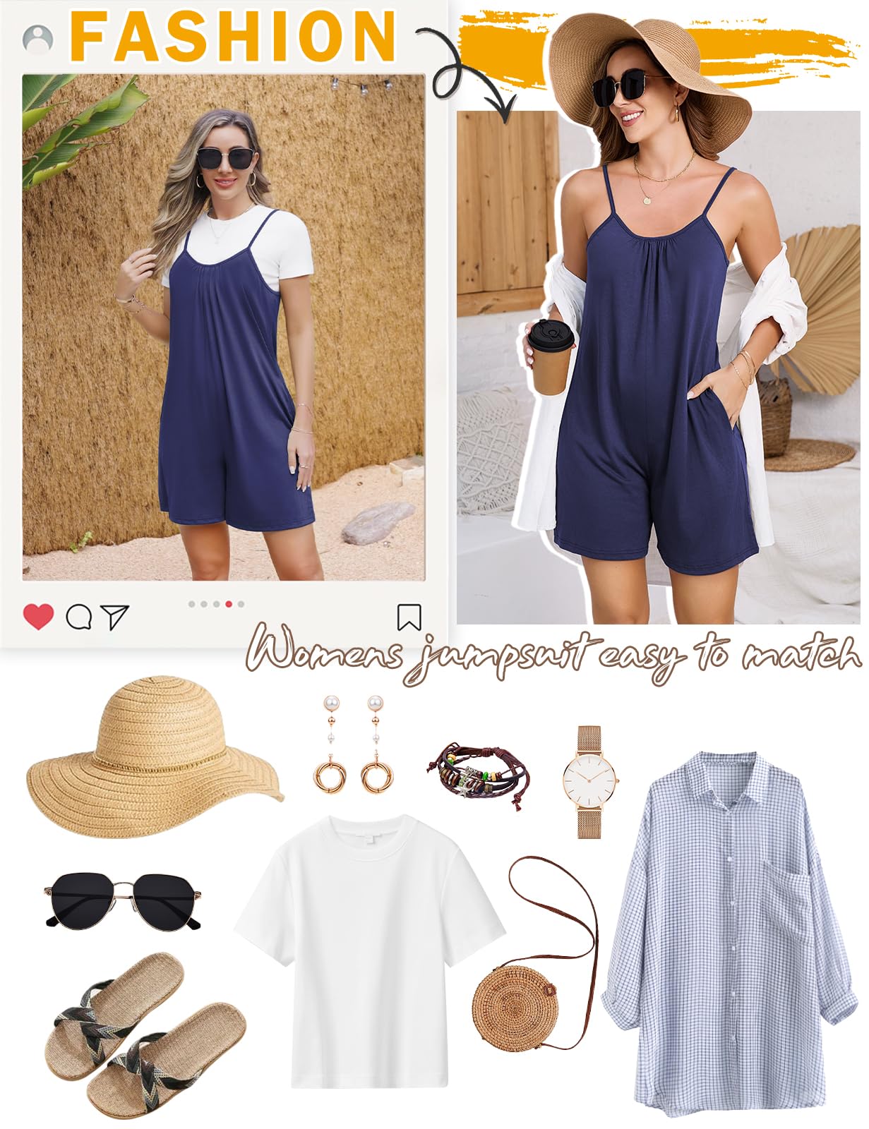 Niwicee Salopette Donna Estiva Jumpsuit Donna Senza Maniche Con Tasca Allentata Casual Pagliaccetto Spiaggia Vacanza Outfit