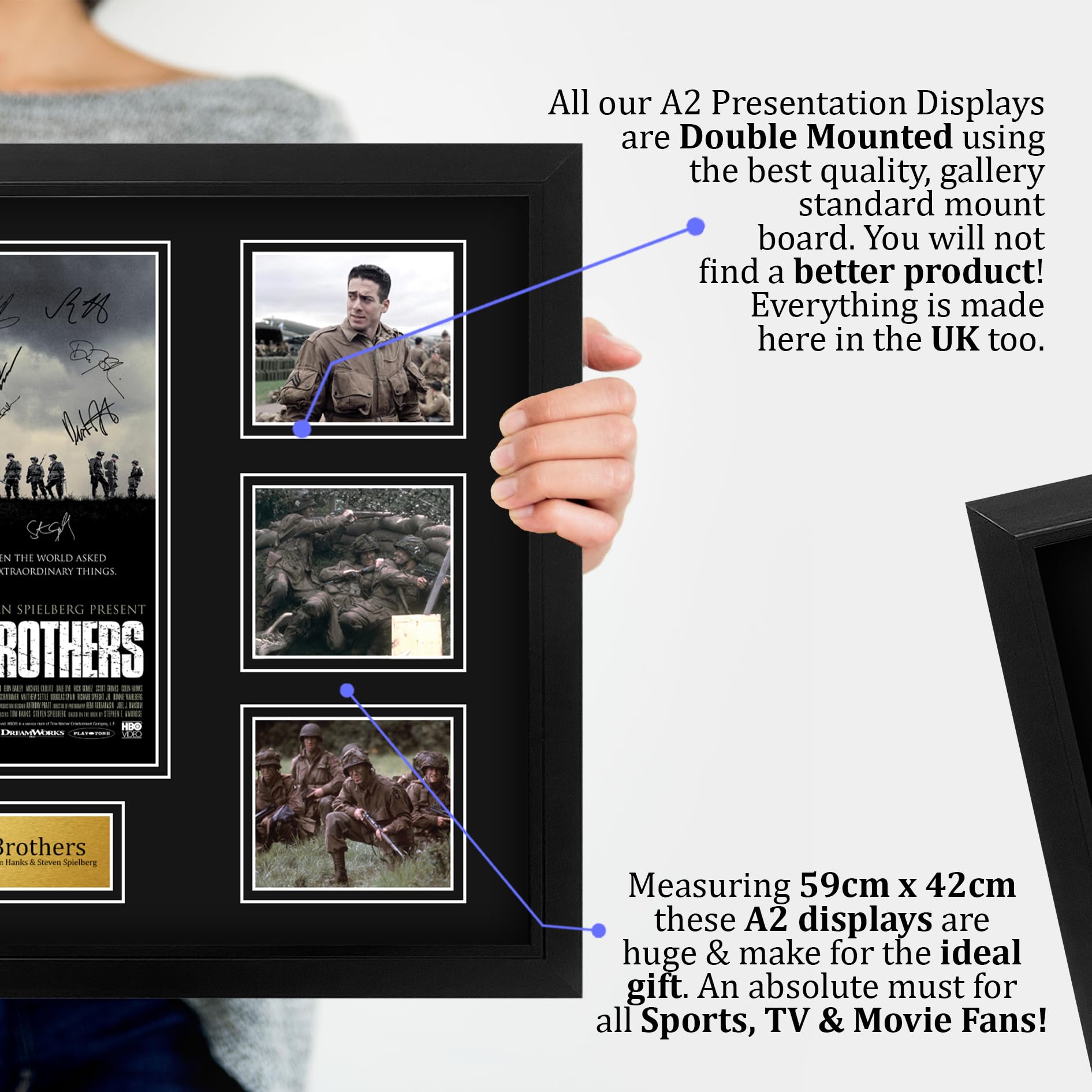 HWC Trading Band of Brothers Damian Lewis Geschenke Gedrucktes Signiertes Autogramm Poster für Fans von Fernsehn Memorabilien - A2 Gerahmt (ID-006419)