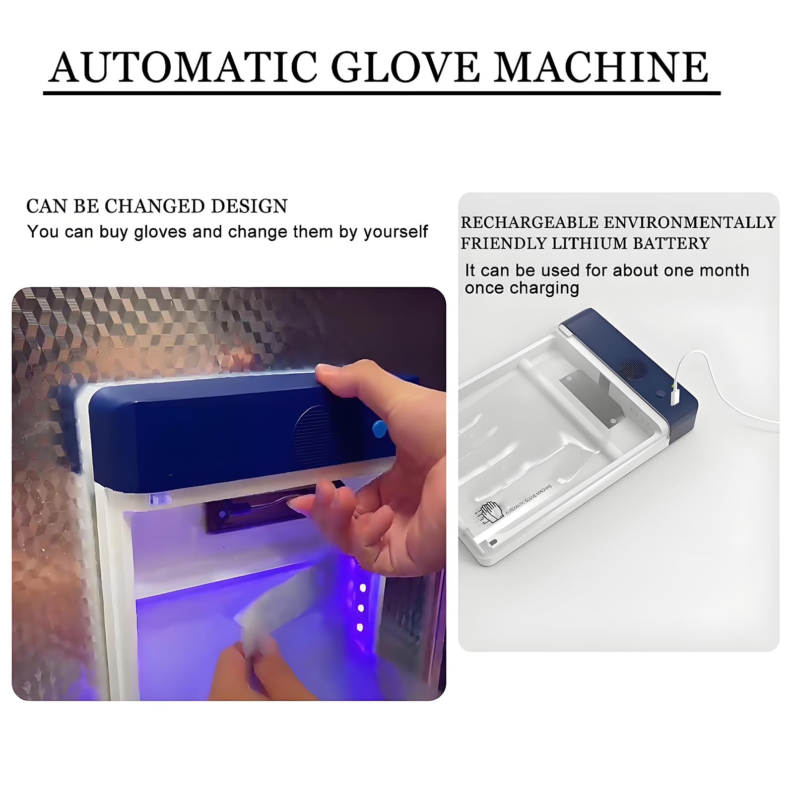 Guanti USA E Getta, Macchina A Guanti Automatici con Guanti di Plastica da 100 Pezzi, Mettono Automaticamente Guanti 3s, Sospeso E Sostituzione Rapida, Guanti più Detergenti Alimentari, per Cucine