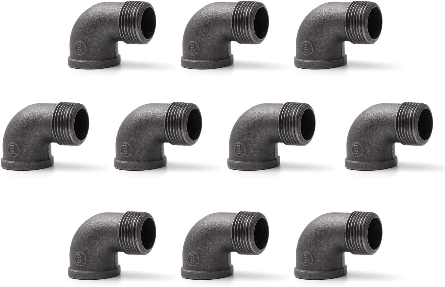 1" 90 Degree Pipe Fitting Elbow, Home TZH 1" NPT Male X NPT Female Elbow, Threaded Cast Black Malleable Iron for Steampunk Vintage Shelf Bracket DIY Plumbing Pipe Decor Furniture (10, 1")