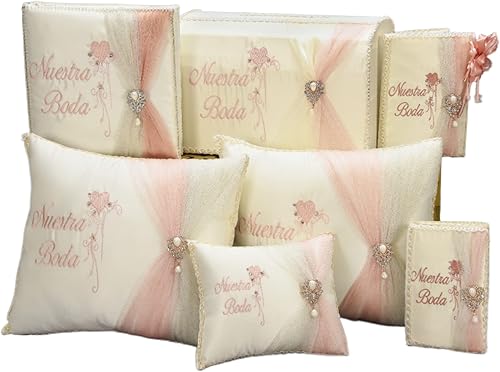 A&C Quinceañeras and More Wedding accessories Pillow set, Wedding Album Wedding Guest book Wedding Pillow Cojines de boda (Gift Card Box)