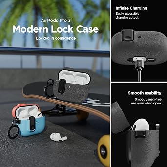 VRS Design Modern Lock for Apple AirPods Pro 3rd Generation Case (2025) Sleek Protective Style with Locking Security Compatible with Airpods Pro 3 (Metallic Green)