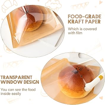 BAG-IT Brown Film Fronted Paper Sandwich Bakery Food Display Bags 7