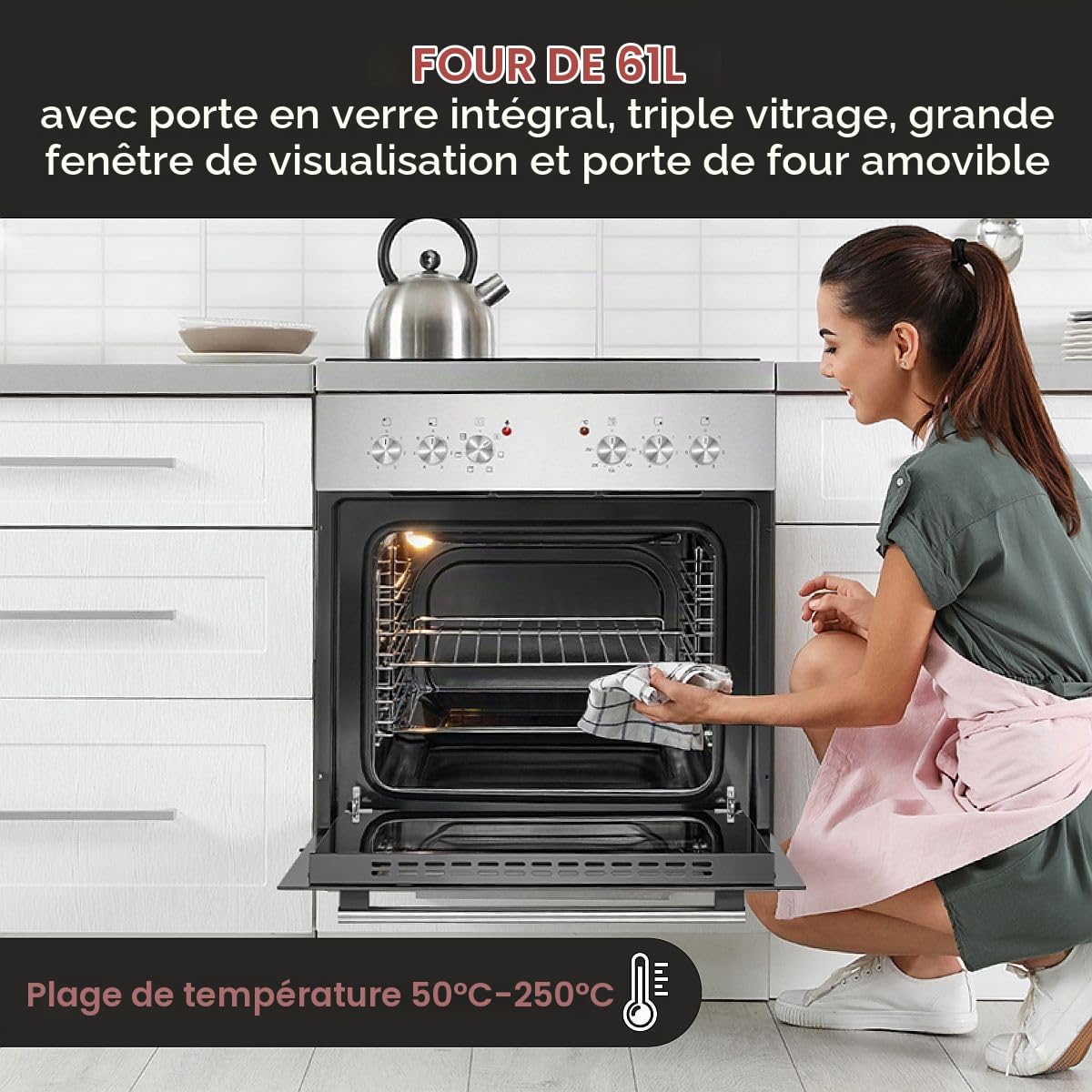 Four encastrable Inox avec plaque de cuisson Bomann EHBC7935-Inox