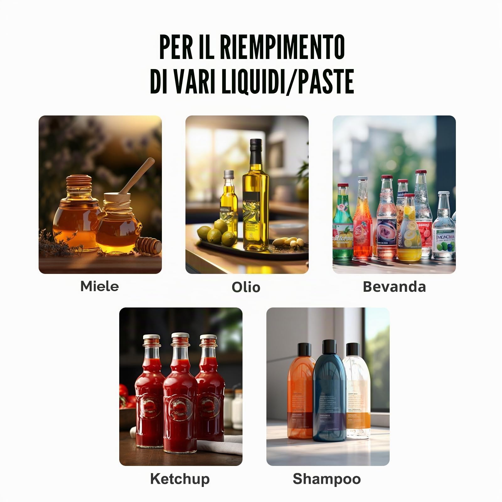 VEVOR Riempitrice Manuale Liquidi Riempitrice Manuale 5-50 ml, Riempitrice Regolabile in Acciaio Inossidabile con Tramoggia per Latte, Acqua, Succo, Olio Essenziale, Shampoo, Miele, Crema Cosmetica