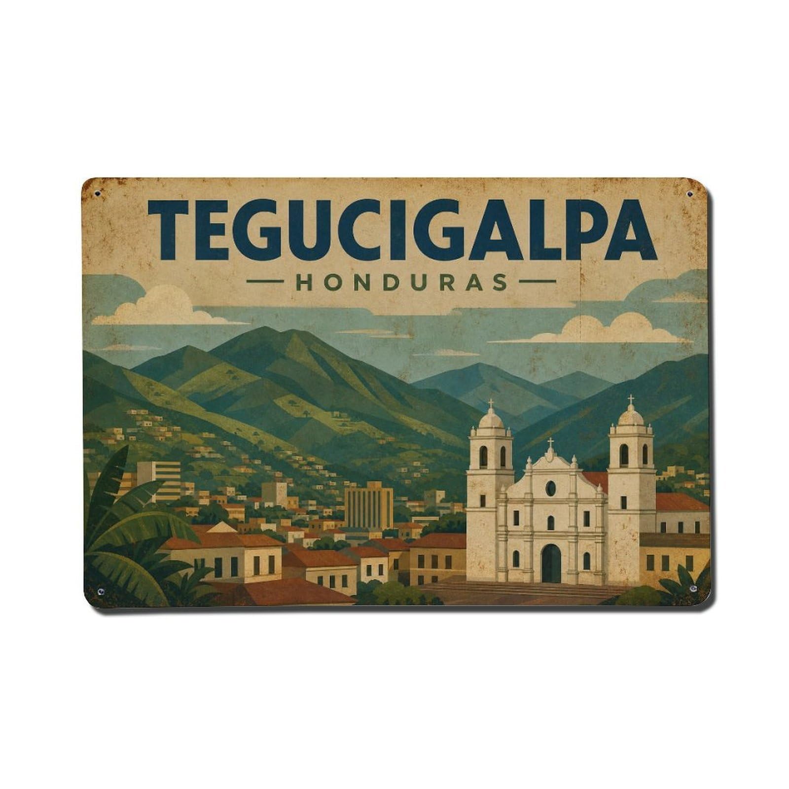 Vintage Travel Honduras Tegucigalpa 1 Metal Tin Sign
