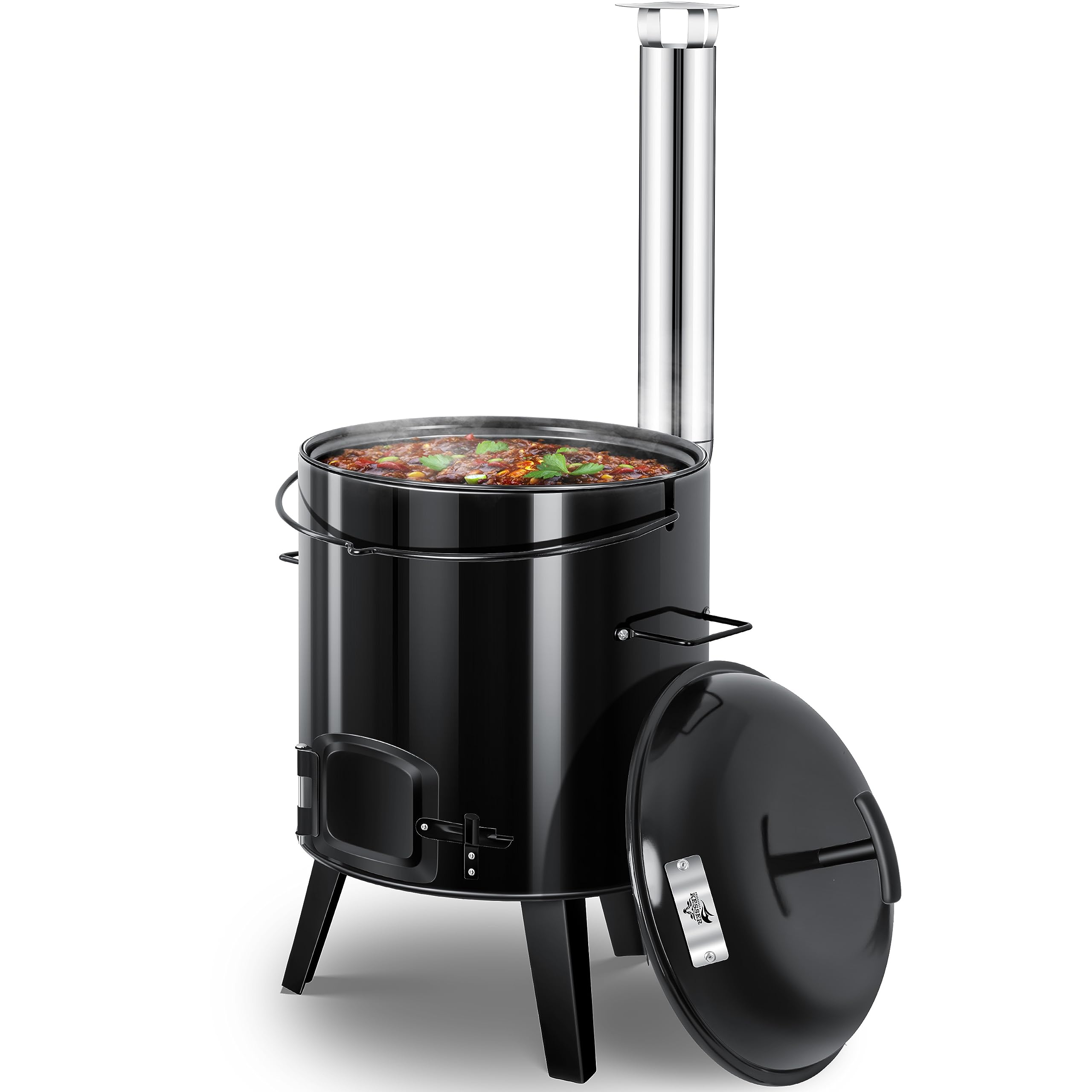 KESSER® Pentola per gulasch | Forno con Funzione Grill, griglia a Sfera + arrosto per Pollo 8 l Padella gulasch pentola 17 Litri Smaltata con Coperchio per la Cucina all'aperto