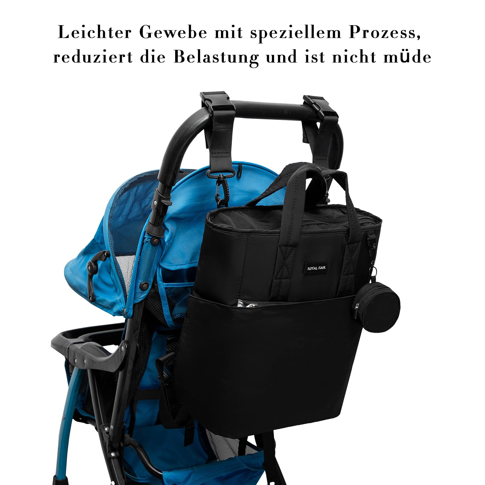 ROYALFAIR Baby Wickelrucksack Wickeltasche Rucksack mit tragbarer Wickelauflage, Windeltasche mit Fächern，Babytasche Multifunktional für Mama und Papa,Schnullerhalter und Kinderwagengurten.