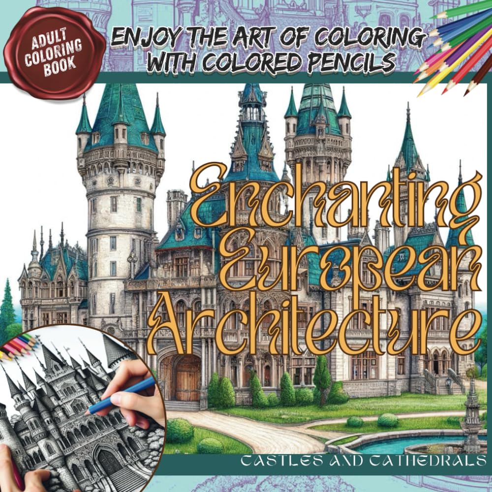 Adult Coloring Book Enjoy the Art of Coloring with Colored Pencils: Castles and Cathedrals : Enchanting European Architecture