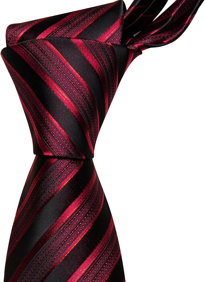 Juego de corbatas Barry.Wang para hombre, seda, rayas, a cuadros miniatura 6