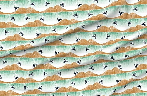 Spoonflower Tela  Motocross Dirt Bike Verde Moda Grunge Motocicleta Impreso en Tela Minky por The Yard  Mantas de bebé Coser Cobija Edredón Juguetes