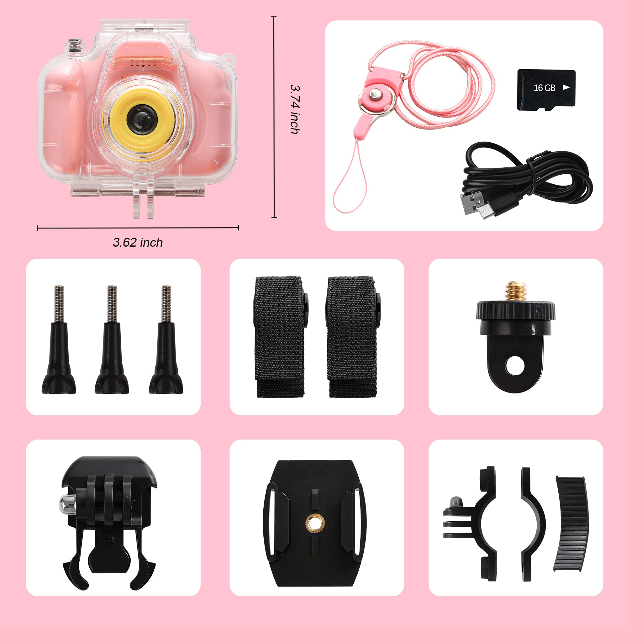 Cámara De Fotos Acuática Happy Girl | Regalo Original Para Cumpleaños De Niñas | Medidas 12 X 7,5 X 4 Cm | Incluye Cajita De Cartón