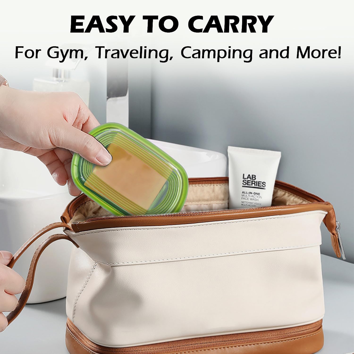 AIDIMMING Travel Soap Case, Bath Soap Holder, Bar Soap Dish with Lid for Traveling,Portable Bar Soap Container for Traveling, Camping, Gym, Bathroom (Green)