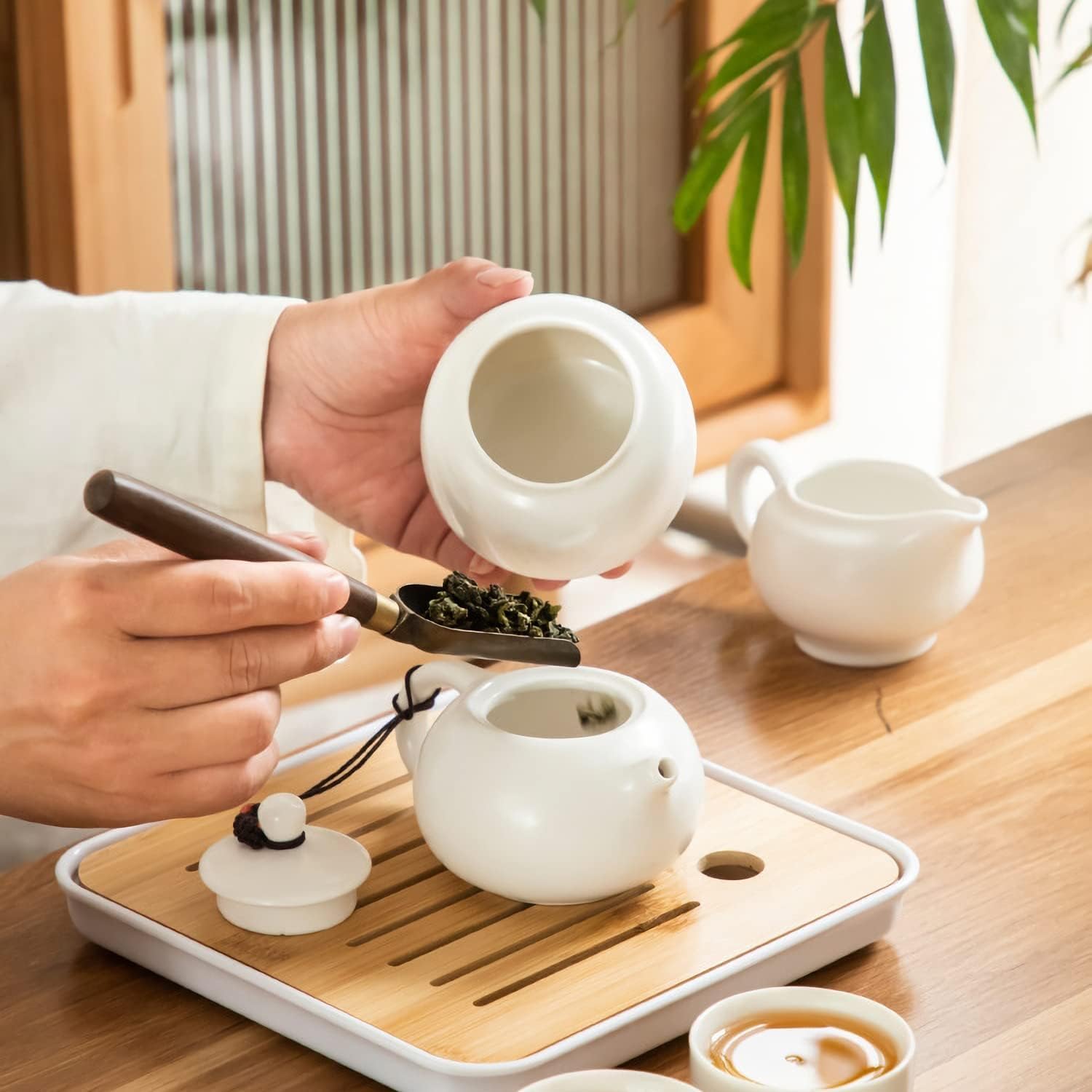 Theeset, Chinese theepot bekerset met dienblad - reizen keramische Theeset, Chinese theepot bekerset met dienblad - reizen keramische