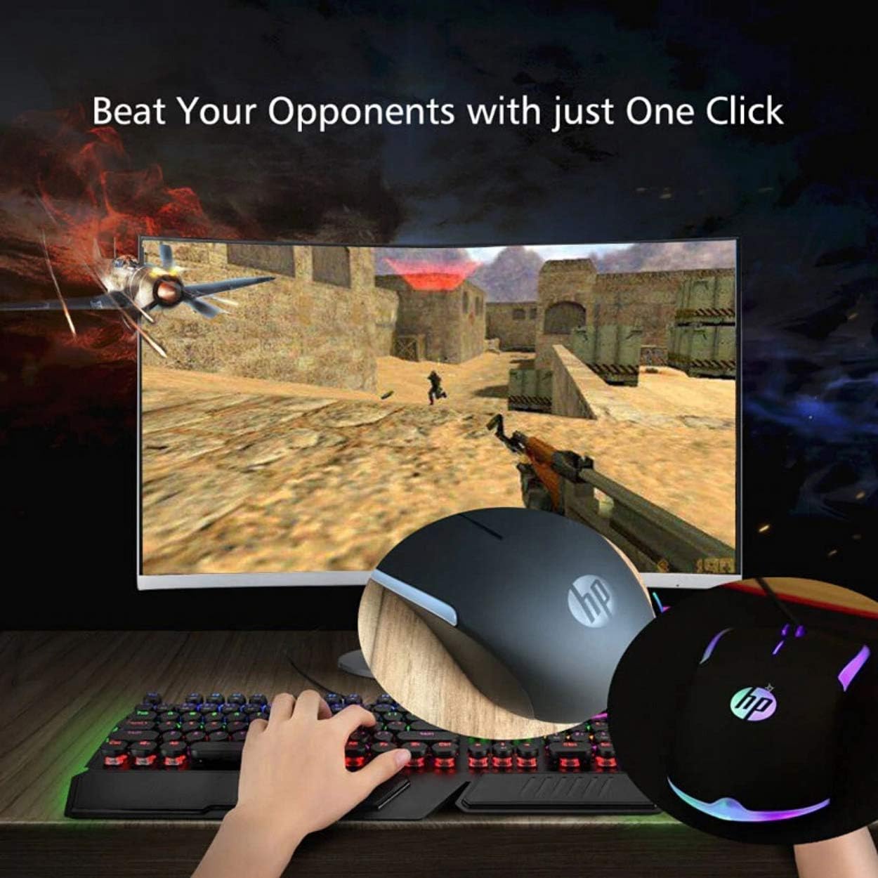 HP Wired RGB Gaming Mouse High Performance Mouse with Optical Sensor, 3 Buttons, 7 Color LED for Computer Notebook Laptop Office PC Home (Renewed)