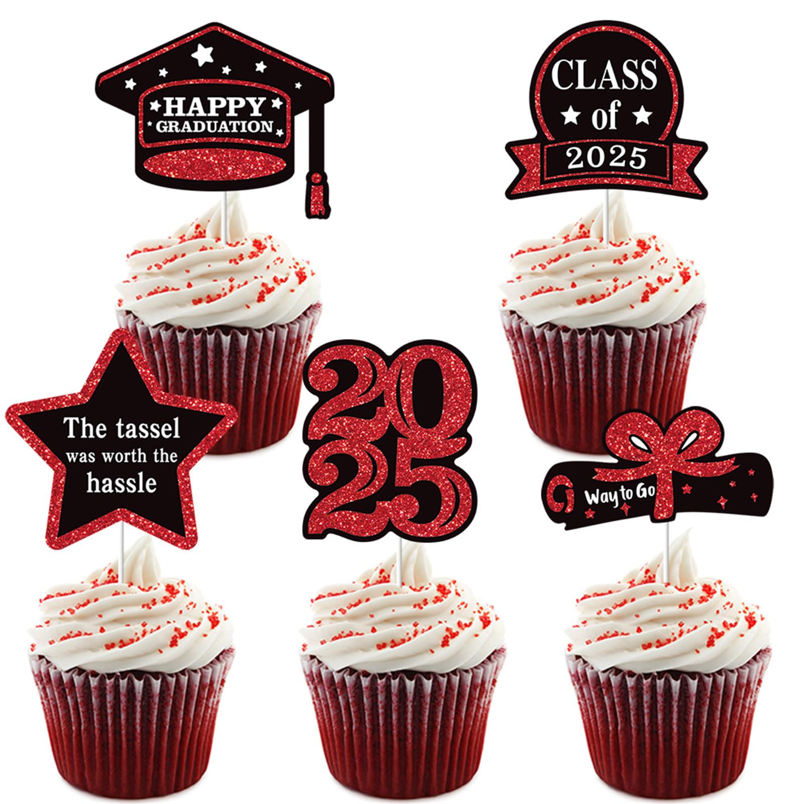 Xjdzineq 5PCS Cake Decoration Set Toppers Graduation Accessories Adornment Suitable for Graduation Parties Toppers Flags