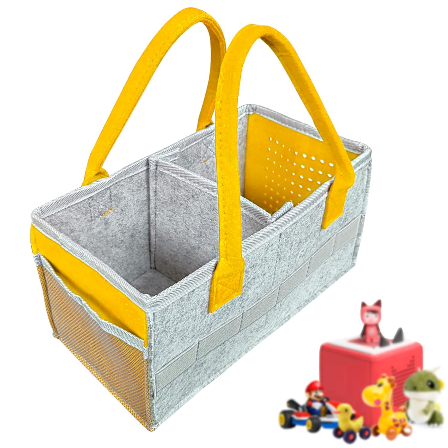 NECXON Carry Case Box Carry Case Box Storage Carrier with Handle & Side Net Pocket Carrying Bag for Starter Set Accessories Figures Christmas Gifts (Yellow)