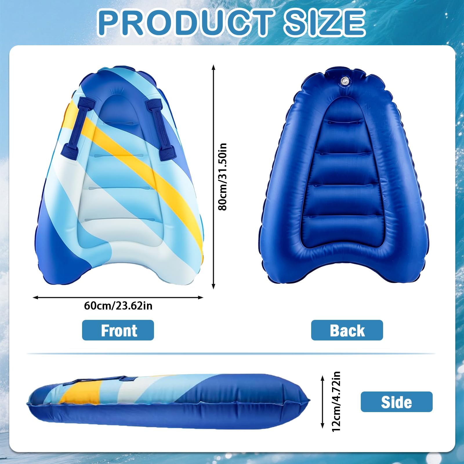 Aufblasbares Bodyboard Tragbares Bodyboard Kinder mit Griffen,Faltbar Schwimmenboard