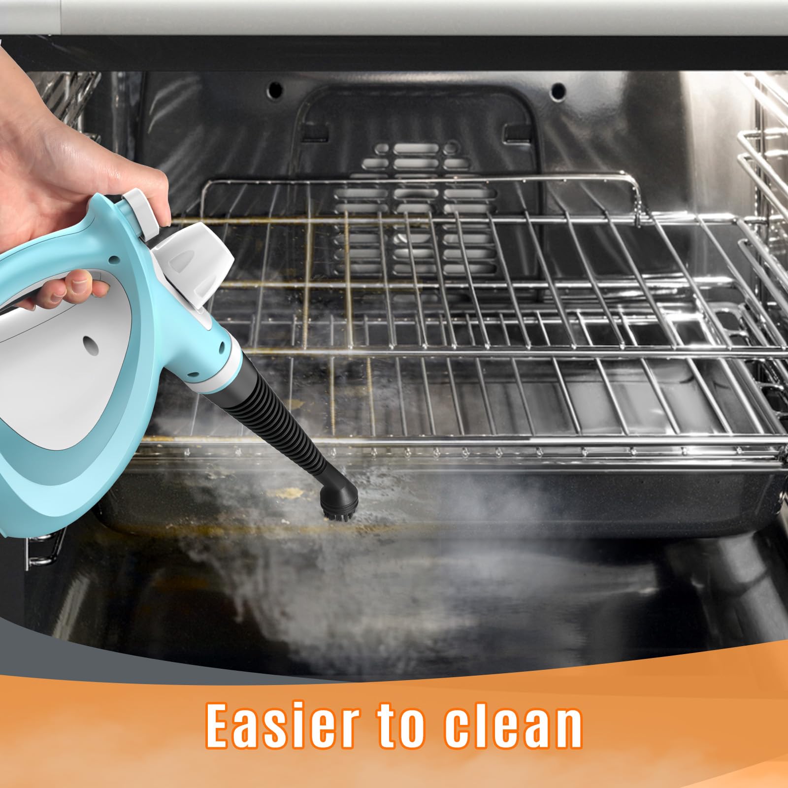 Pressurized Handheld Multi-Surface Natural Steam Cleaner with 12 pcs Accessories, Multi-Purpose Steamer for Home Use, Steamer for Cleaning Floor, Upholstery, Grout and Car () (Grey): Blue