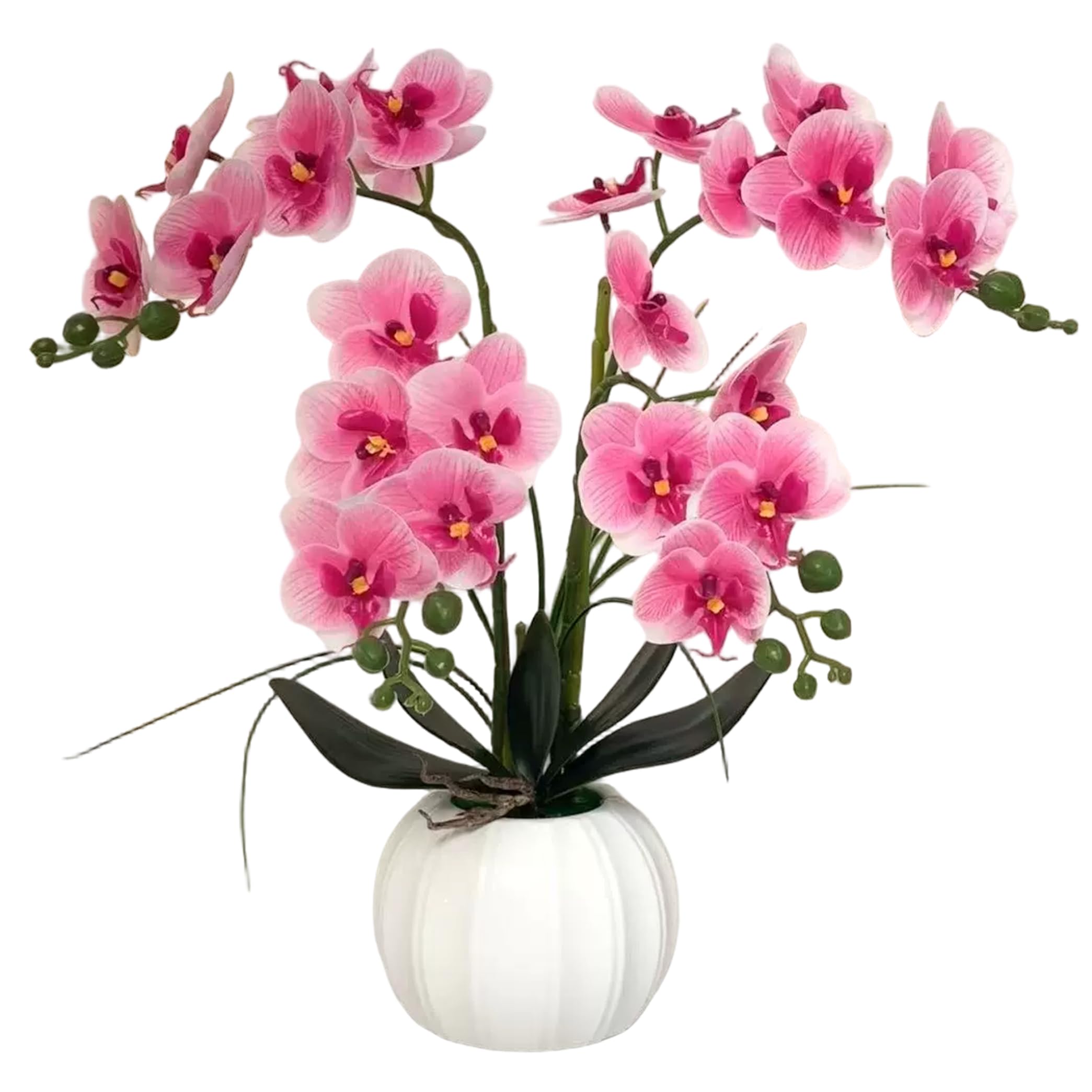 Bonalake Artificial Orchids, 24 Blooms Artificial Orchid In Pot, Faux Flowers That Look Real, Faux Plants for Indoors Orchids Flowers Orchid